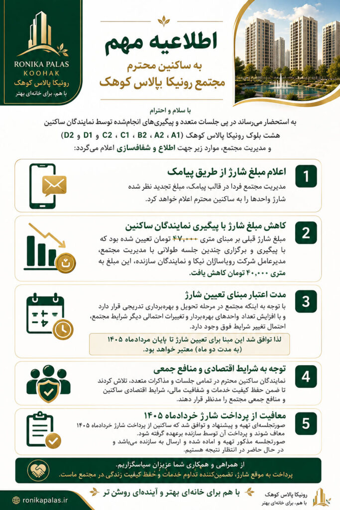 شارژ ماهانه برج رونیکا پالاس کوهک
